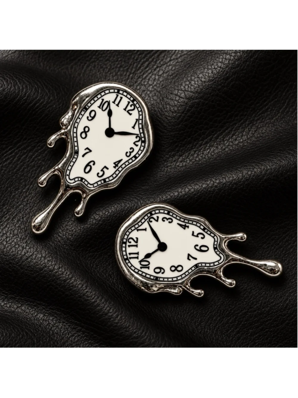 Museum Salvador Dali Melting Clock Silver Earrings Surreal Antique Schiaparelli
